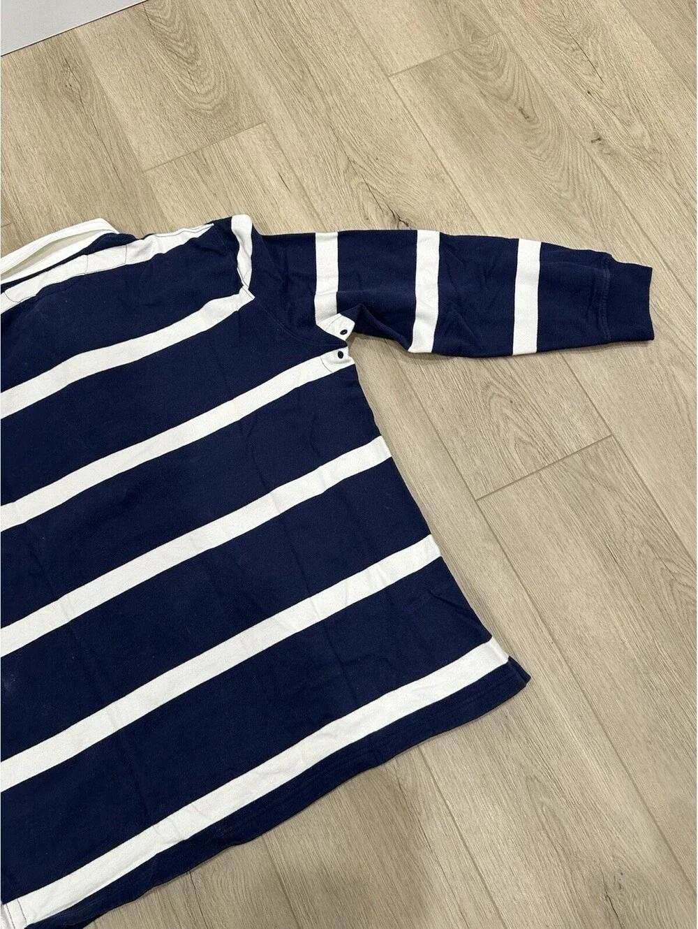 Polo Ralph Lauren Shirt Mens XL Blue White Rugby Striped Collar Pony Logo